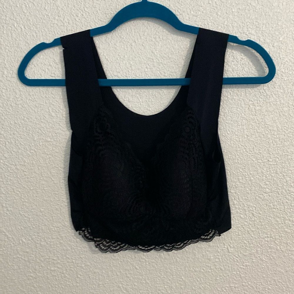 All black lace bralette- soft and stretchy size XL